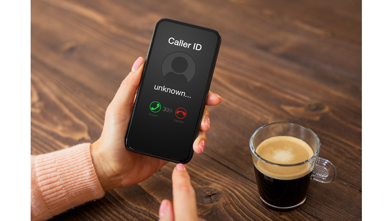 Person receiving a call from an unknown caller