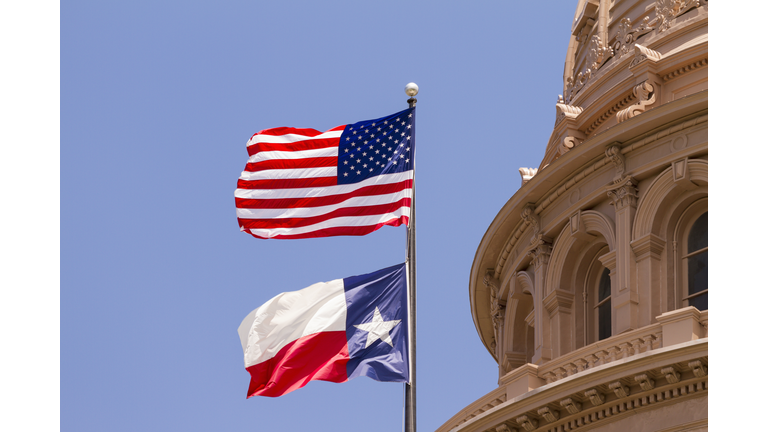 Flags, Texas State Capitol building, Austin