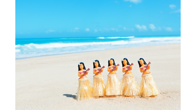 Hawaiian Hula Dancer Dancing on the Beach