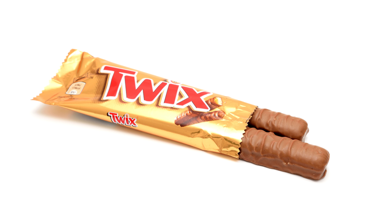 Unwrapped Twix candy bar