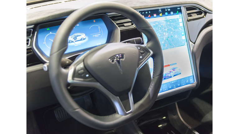 Tesla Model S full electric luxury car dashboard