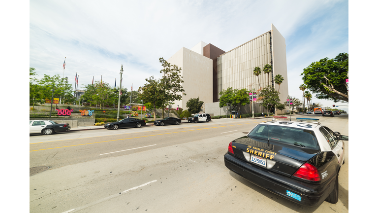Police car in downtown Los Angeles