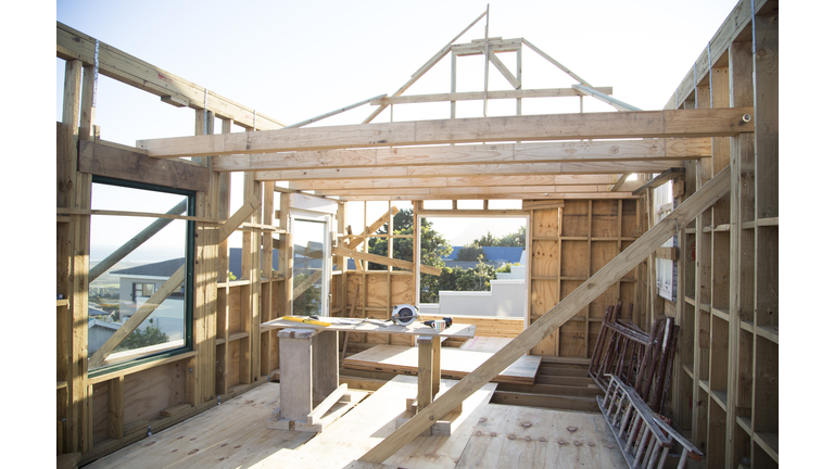 Wood framed home under construction