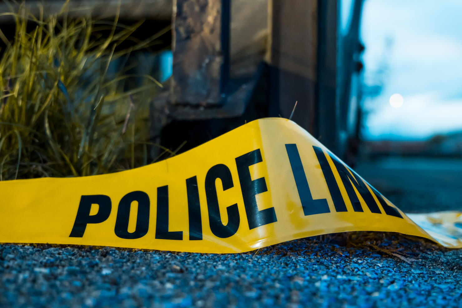Crime scene investigation, police do not cross, yellow boundary tape