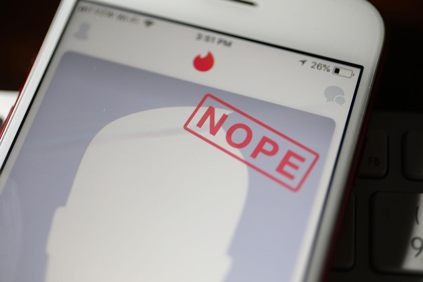 Tinder open on a iPhone. 