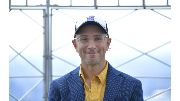 Josh Dela Cruz And Steve Burns Light The Empire State Building Blue In Celebration Of Blue's Clues 25th Anniversary