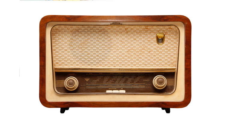 Old-Fashioned Radio Against White Background