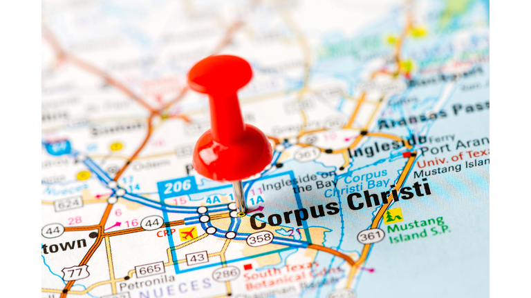 US capital cities on map series: Corpus Christi, TX
