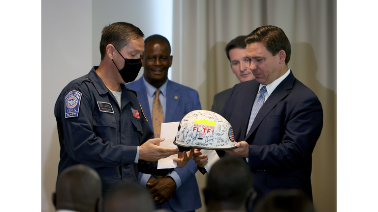 Florida Governor Ron DeSantis Holds News Conference In Surfside