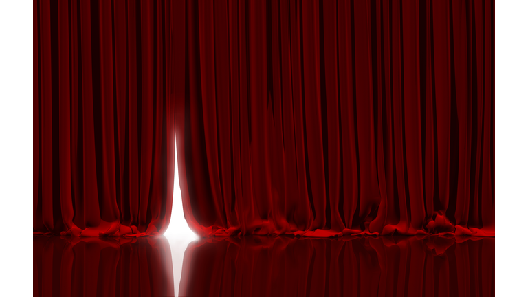 Red curtain in theater.
