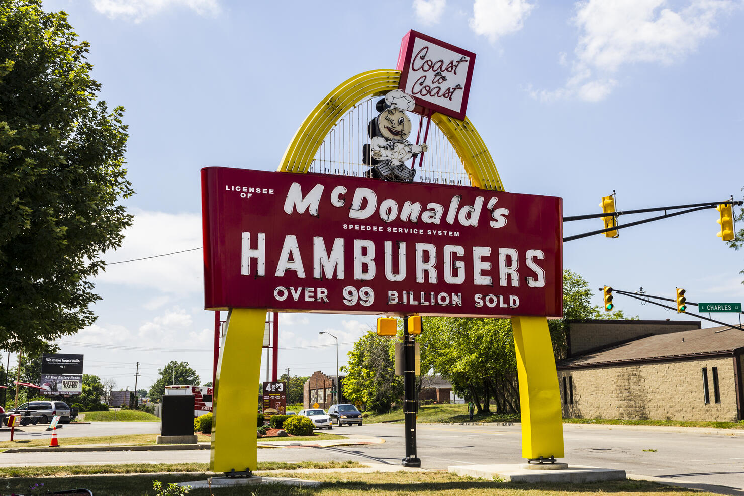 Legacy McDonald's Hamburger Sign with Speedee V