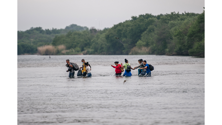 Undocumented Immigrants Attempt To Cross Into U.S. Near Del Rio, Texas
