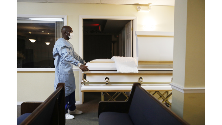 Funeral Home Director In Tampa, Florida Prepares For A Funeral For Man Who Died From Covid-19