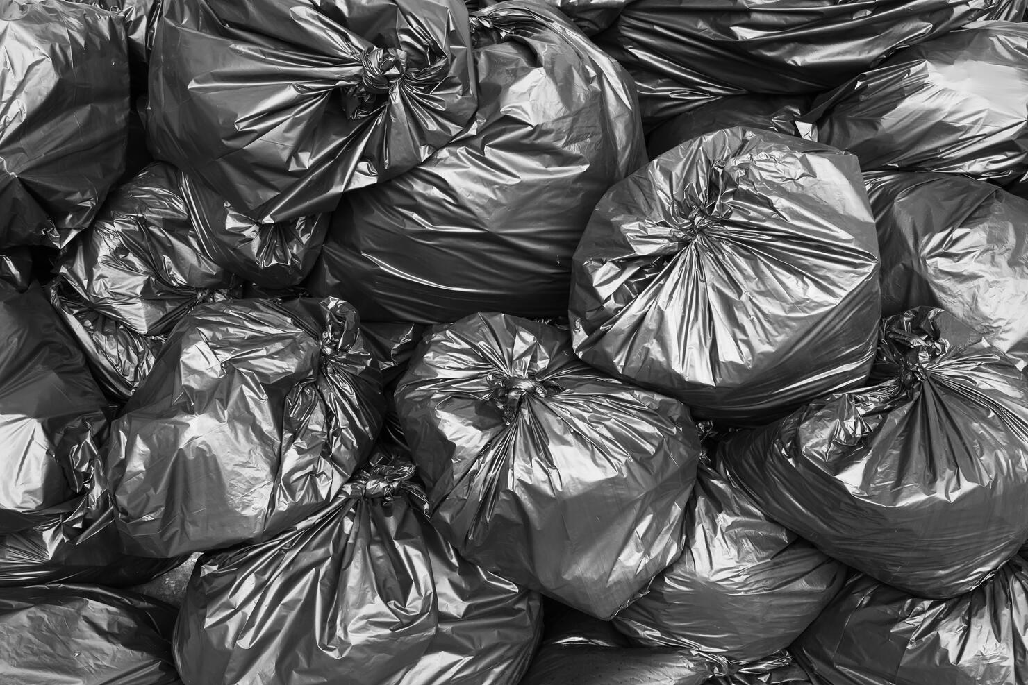 A pile of black garbage bags.