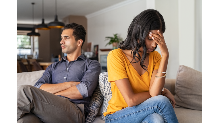 Young couple having argument at home