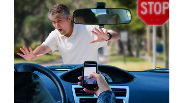Texting and driving wreck hitting pedestrian