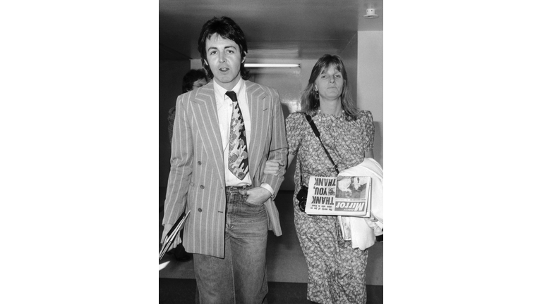 Paul McCartney and his wife Linda arrive at London