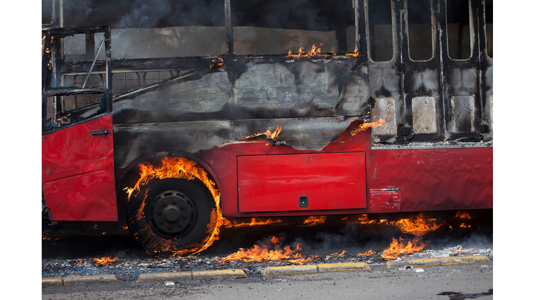 Bus Burning On Road