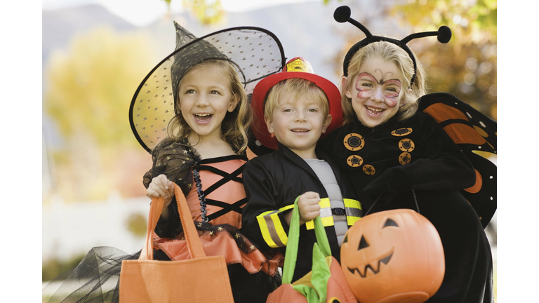 Children in Halloween costumes