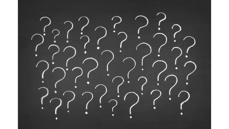 Question Marks on Blackboard