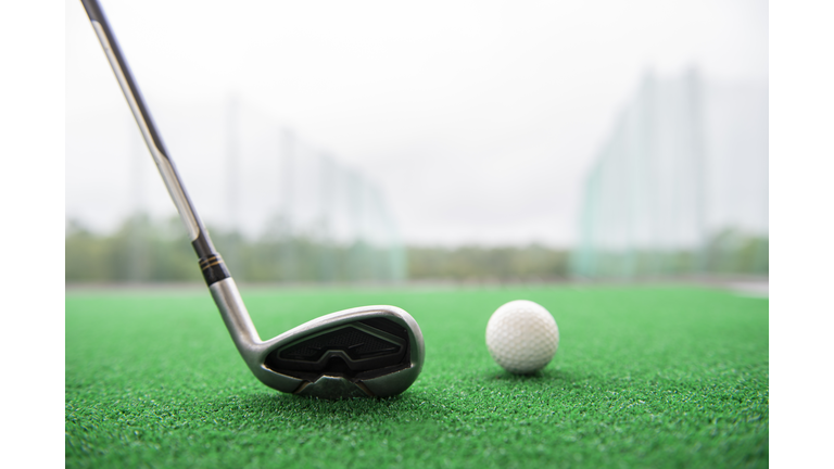 Golf equipment at a driving range