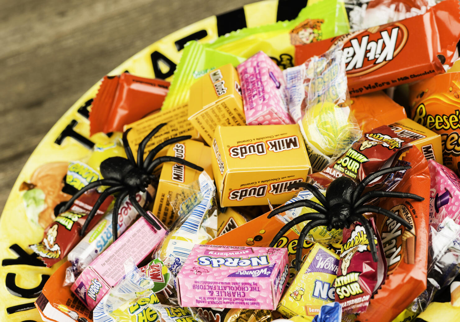 Halloween Candies in Trick or Treat Bowl