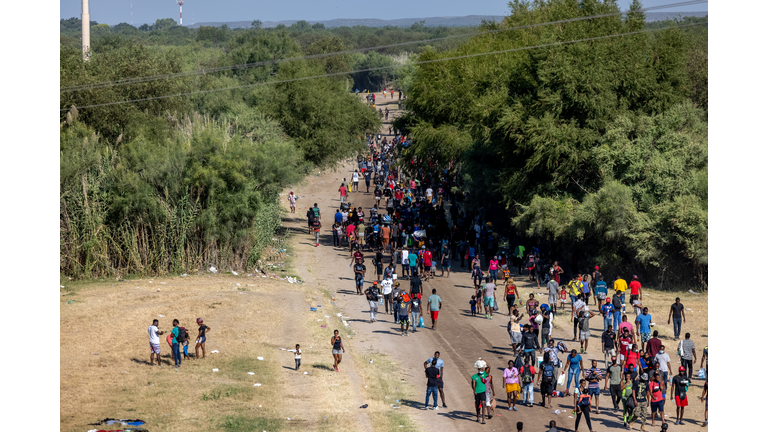 Large Migration Surge Crosses Rio Grande Into Del Rio, Texas