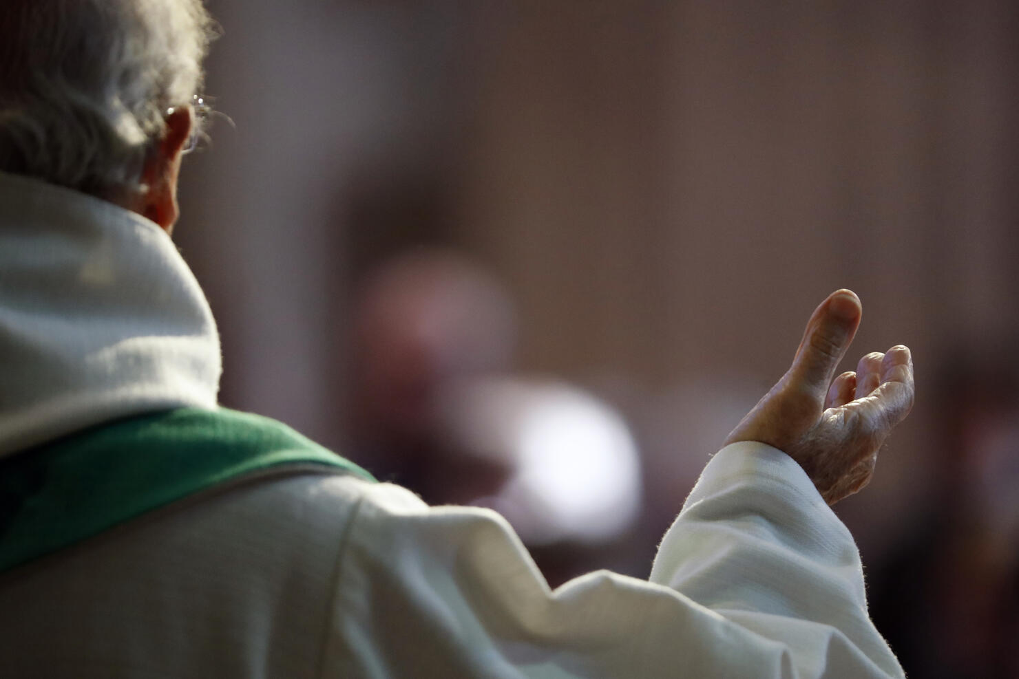 Saint-Jacques church.  Catholic mass.  Eucharist celebration.  Sallanches. France.
