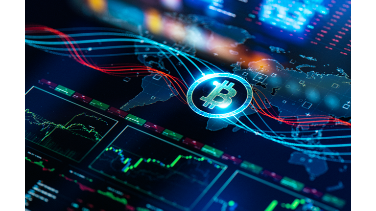 Bitcoin E-commerce concept on digital Screen