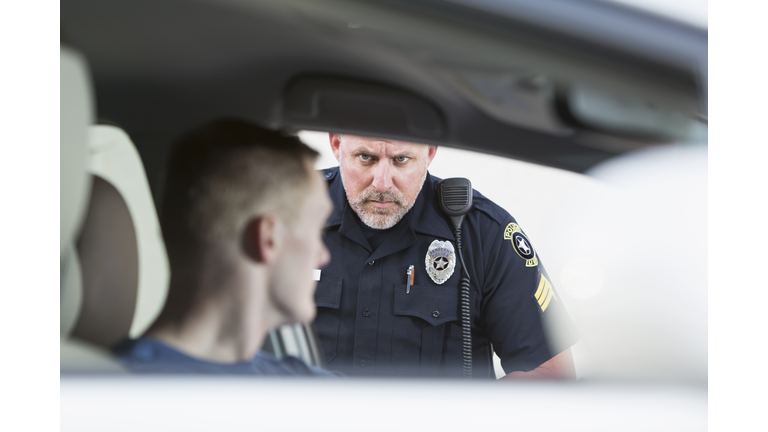 Police officer making a traffic stop