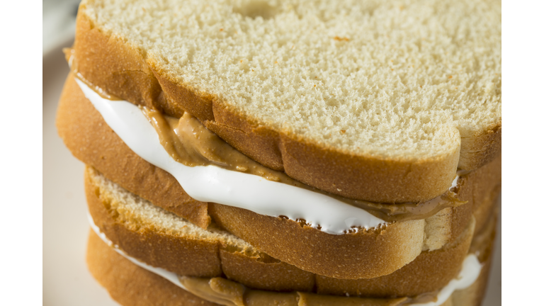 Homemade Fluffernutter Marshmallow Peanut Butter Sandwich