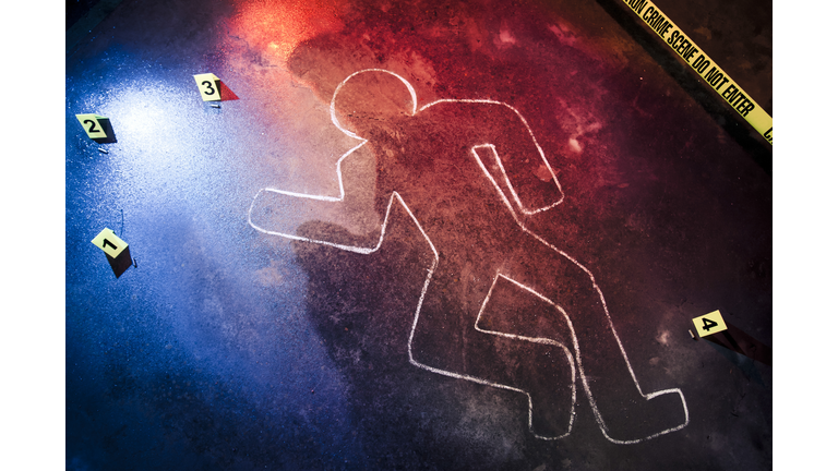 Chalk outline at a crime scene