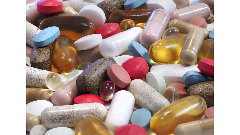 Focus Stacked Image of a Variety of Pills, Capsules and Tablets of Medication