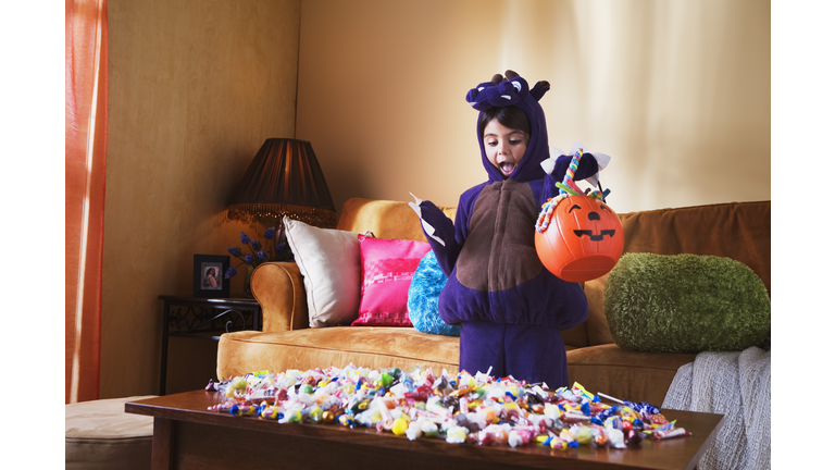 Girl with Halloween candy