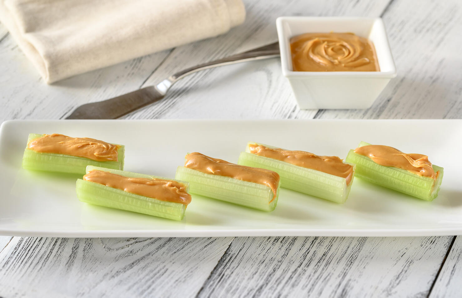 Celery stalks with peanut butter