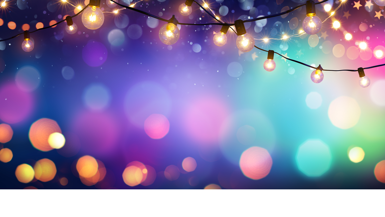 Party - Colorful Bokeh And Retro String Lights In Festive Background