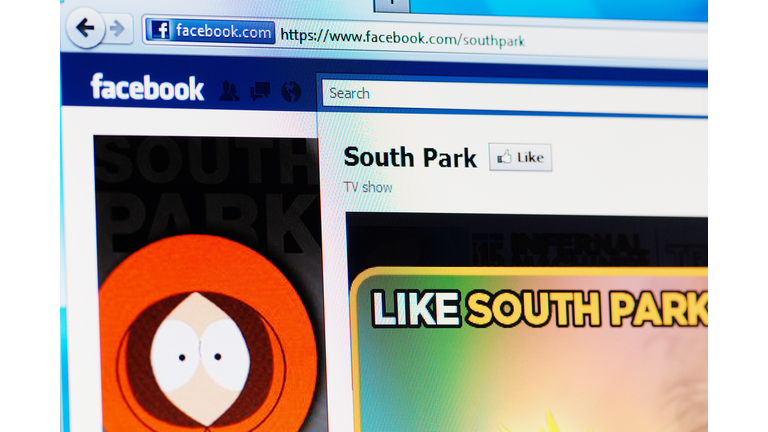 Facebook page of South Park on RGB laptop monitor