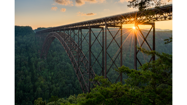 Sunset at the New River Gorge Bridge in West Virginia