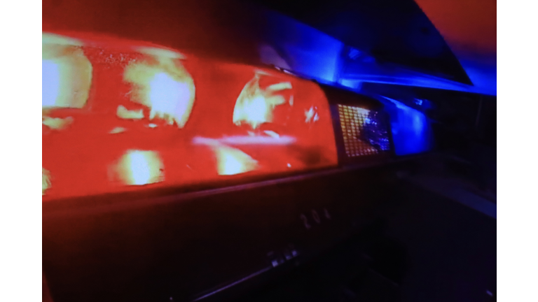 Emergency lights on a police car flashing