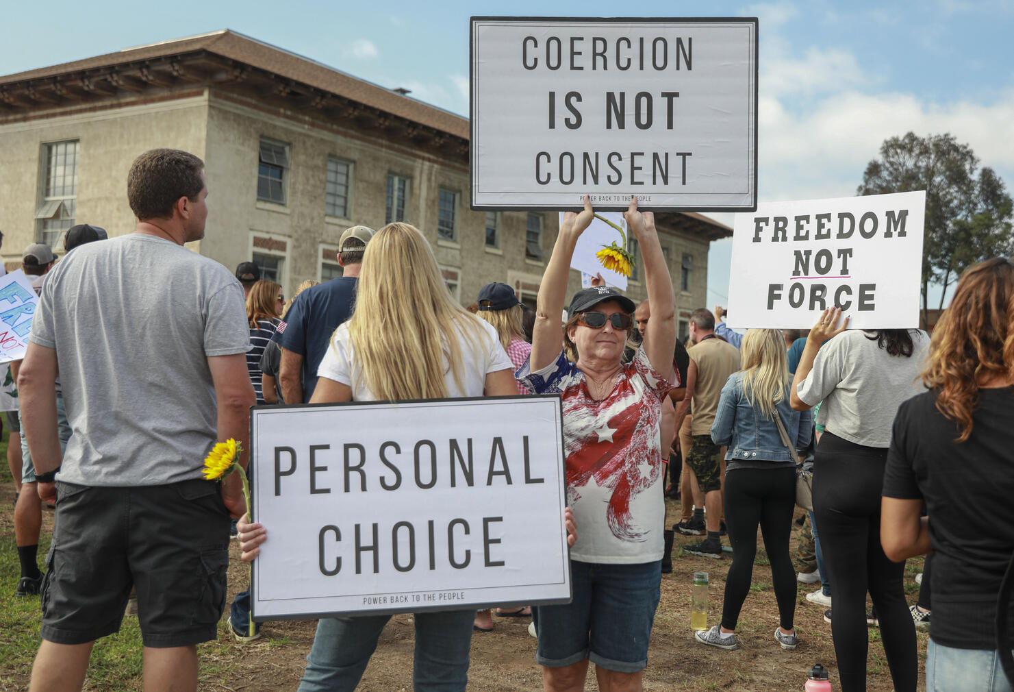 Anti-Vaccination Demonstrators Protest During The San Diego Unified Board Of Education's Meeting Vote On Vax Mandates