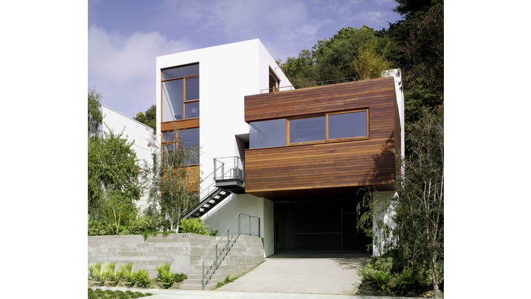Modern Stucco and Wood Clad House