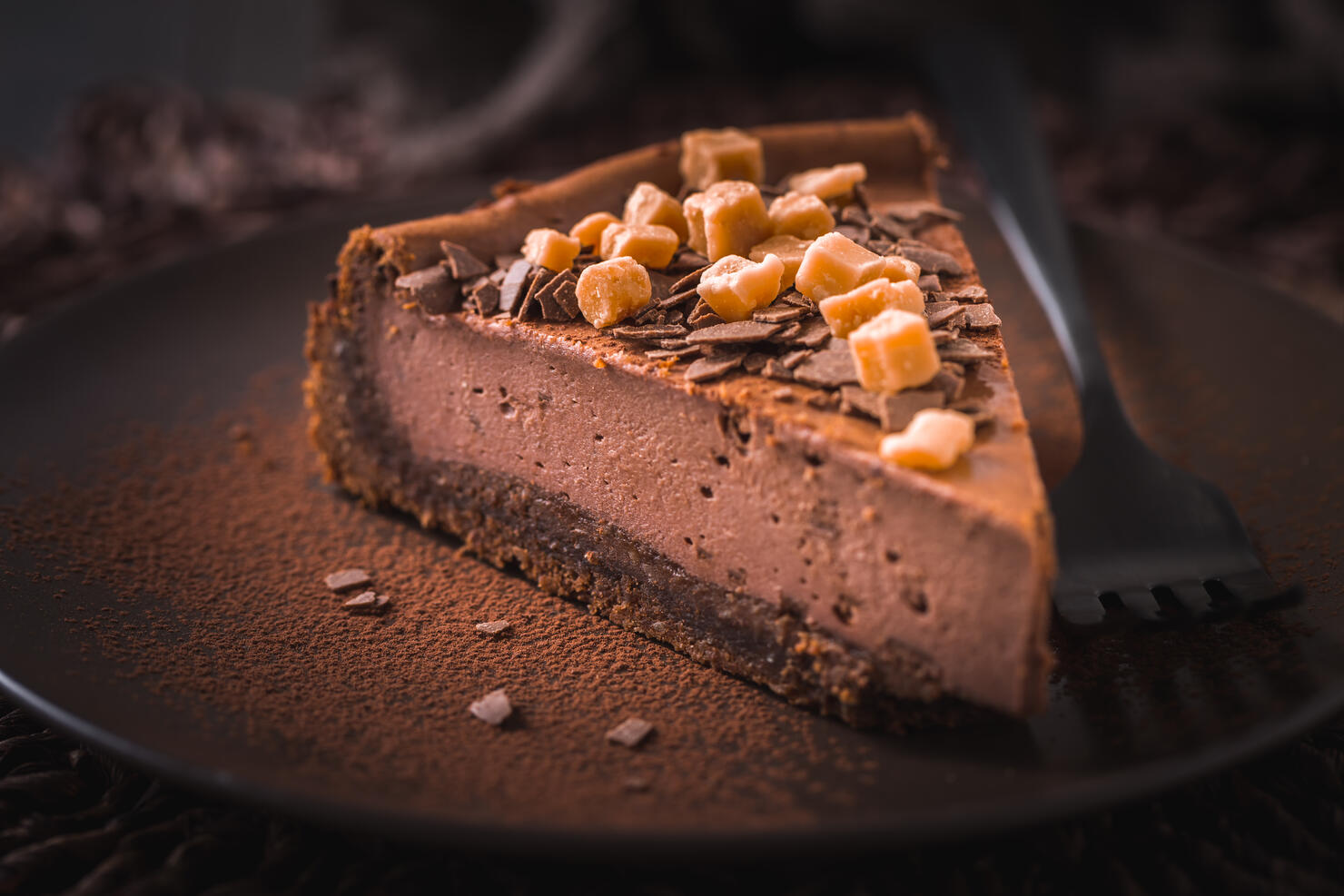 Chocolate cheesecake with salted caramel