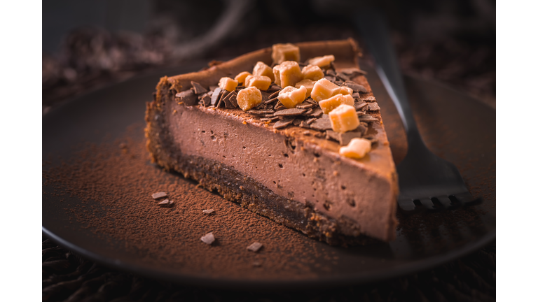 Chocolate cheesecake with salted caramel