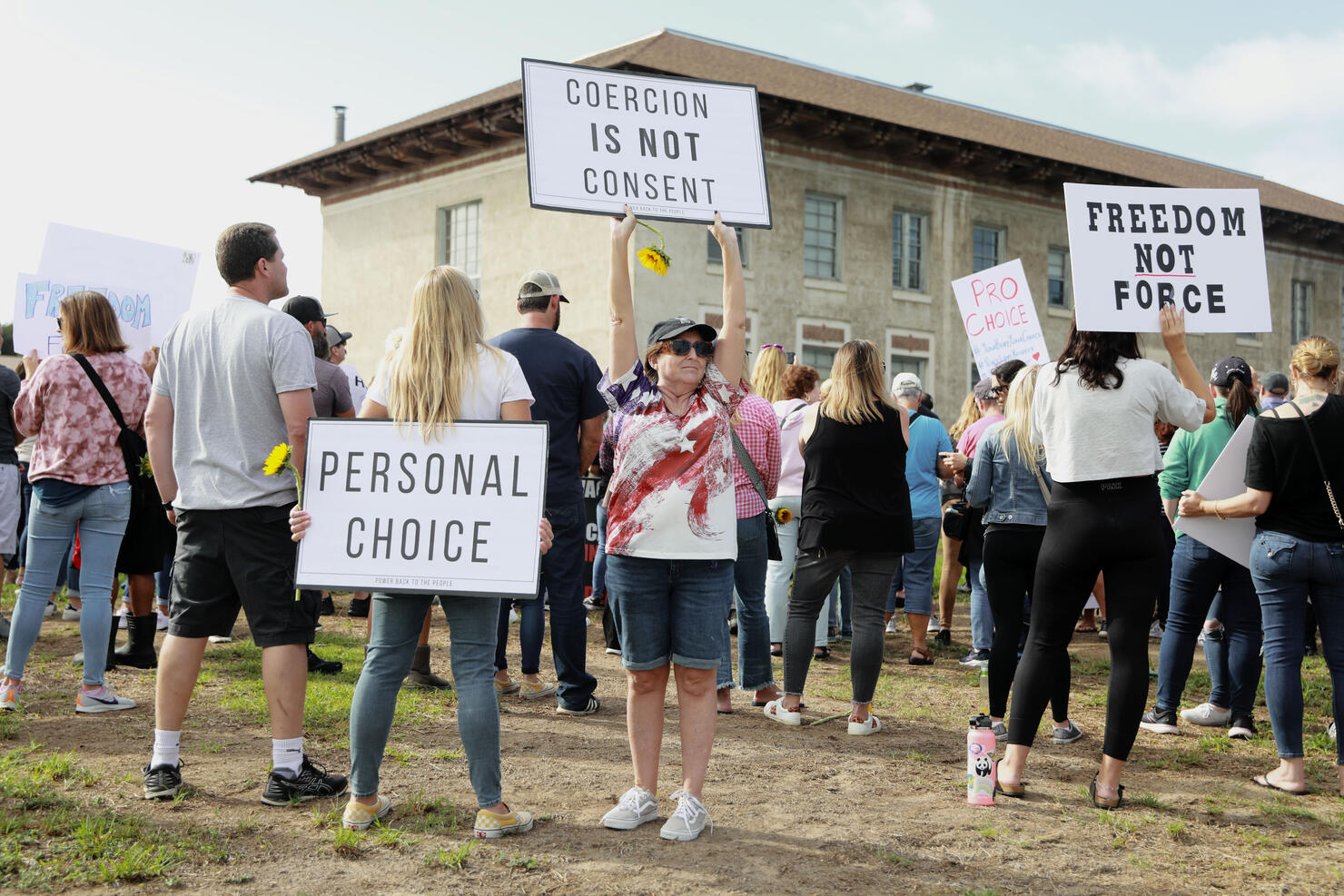 Anti-Vaccination Demonstrators Protest During The San Diego Unified Board Of Education's Meeting Vote On Vax Mandates