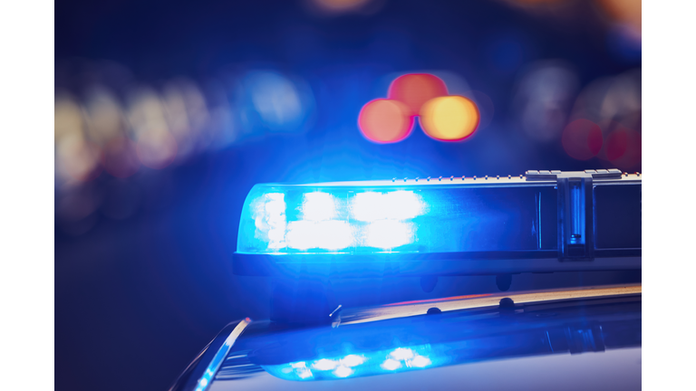 Siren light on roof of police car