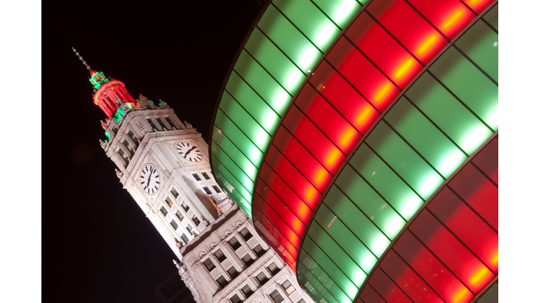 Chicago Wrigley building at Christmas