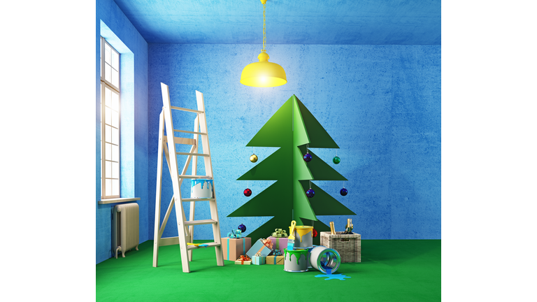 plywood Christmas tree interior