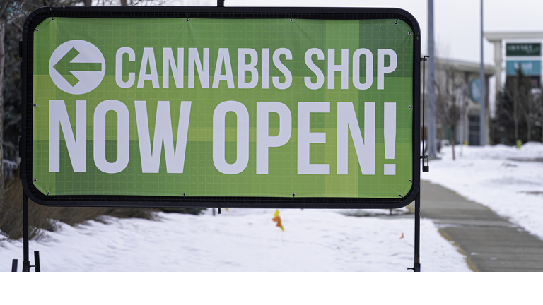 Newly opened Legal Cannabis Store sign in Mall