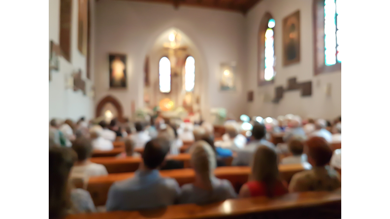 Blurred interior of the church