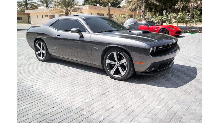 Dodge Challenger in a shinny Gray color (silver) - Modified V8 engine